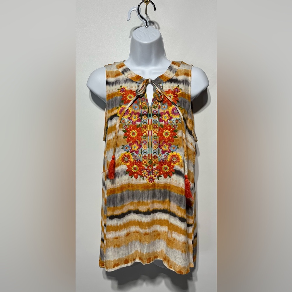 Savanna Jane Embroidered‎ Sleeveless Top 100% Rayon Women’s Size Small